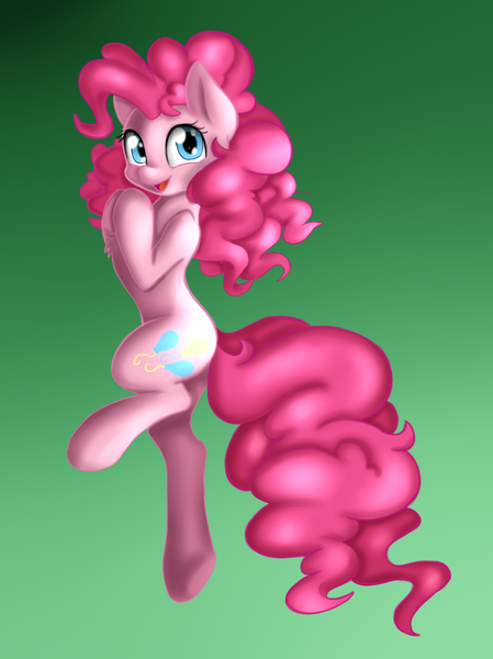 Size: 748x1000 | Tagged: safe, artist:dstears, artist:jbond, color edit, derpibooru import, edit, pinkie pie, earth pony, pony, bipedal, colored, cute, diapinkes, female, gradient background, looking at you, mare, open mouth, painting, solo