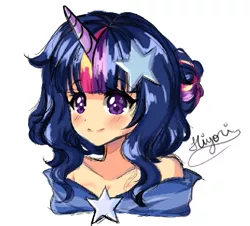 Size: 541x489 | Tagged: safe, artist:hiyori-yamada, derpibooru import, twilight sparkle, twilight sparkle (alicorn), alicorn, human, unicorn, equestria girls, anime, anime style, background human, bust, clothes, cute, drawpile, dress, female, gala dress, horn, horned humanization, humanized, sketch, solo, twiabetes, unicorn twilight