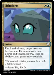 Size: 375x523 | Tagged: ccg, derpibooru import, disguise, disguised changeling, edit, edited screencap, female, magic the gathering, ocellus, rock, rockellus, safe, screencap, solo, trading card, trading card edit, uprooted