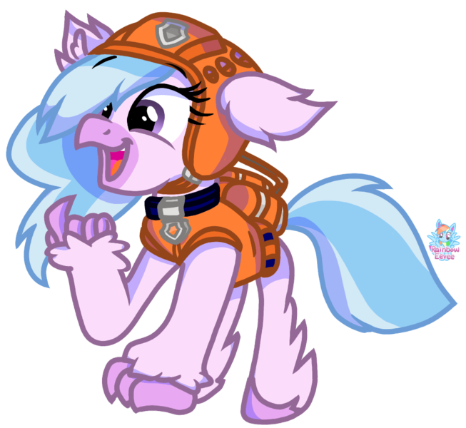 Size: 1064x978 | Tagged: artist:rainbow eevee, clothes, collar, cute, derpibooru import, diastreamies, helmet, hippogriff, lifejacket, open mouth, oxygen tank, paw patrol, raised claw, safe, silverstream, simple background, smiling, solo, trace, transparent background, vector, zuma