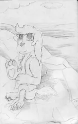 Size: 1669x2659 | Tagged: artist:firefanatic, derpibooru import, diamond dog, diamond dog oc, oc, pencil drawing, safe, sketch, smiling, traditional art, waving