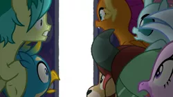 Size: 1280x720 | Tagged: artist:triforce-treasure, derpibooru import, edit, edited screencap, gallus, meme, meme template, ocellus, safe, sandbar, school raze, screencap, silverstream, smolder, student six, template, yona