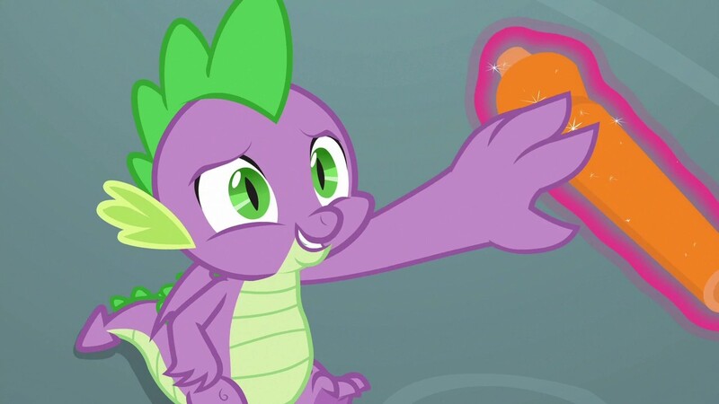 Size: 1280x720 | Tagged: claws, derpibooru import, dragon, highlighter, magic, magic aura, male, misleading thumbnail, out of context, safe, school of friendship, screencap, smiling, solo, spike, tail, uprooted, winged spike, wings