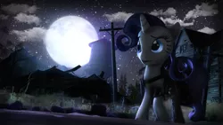 Size: 1920x1080 | Tagged: safe, artist:flutterdaz, derpibooru import, rarity, pony, 3d, cloud, moon, solo, source filmmaker