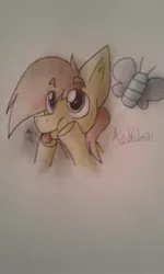 Size: 480x800 | Tagged: artist needed, safe, derpibooru import, oc, oc:andridash, butterfly, pony, :p, cute, my little pony, silly, tongue out, traditional art