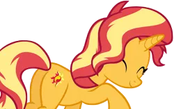 Size: 6985x4392 | Tagged: safe, artist:andoanimalia, derpibooru import, sunset shimmer, pony, unicorn, equestria girls, equestria girls series, spring breakdown, spoiler:eqg series (season 2), absurd resolution, butt, cute, eyes closed, female, mare, nuzzling, plot, shimmerbetes, simple background, smiling, solo, transparent background, vector