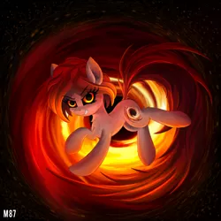 Size: 2000x2000 | Tagged: safe, artist:atlas-66, derpibooru import, ponified, black hole pony, earth pony, pony, accretion disk, black hole, cutie mark, female, looking at you, mare, messier 87, monster mare, solo, space