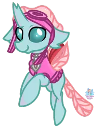 Size: 814x1065 | Tagged: artist:rainbow eevee, changedling, changeling, clothes, derpibooru import, goggles, ocellus, paw patrol, safe, simple background, skye, solo, transparent background
