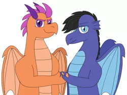 Size: 2048x1536 | Tagged: artist:kindheart525, derpibooru import, dragon, female, holding hands, kindverse, male, oc, oc:ametrine, oc:star sapphire, safe, straight, unofficial characters only