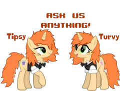 Size: 750x547 | Tagged: safe, artist:thunder-blur, derpibooru import, oc, oc:tipsy sip, oc:turvy tip, pony, unicorn, ask the bar twins, siblings, twins