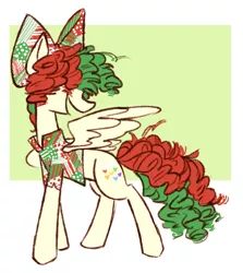 Size: 741x830 | Tagged: safe, artist:eyefocusing, derpibooru import, songbird serenade, ponified, pegasus, pony, my little pony: the movie, abstract background, alternate design, alternate hairstyle, bow, christmas, clothes, everyday is christmas, female, hair bow, holiday, mare, one wing out, open mouth, shirt, solo, two toned mane, wings