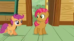 Size: 1280x720 | Tagged: safe, derpibooru import, screencap, babs seed, scootaloo, pony, one bad apple, clubhouse, crusaders clubhouse