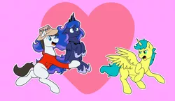 Size: 1280x744 | Tagged: safe, artist:moonlightfan, derpibooru import, light heart, princess luna, oc, oc:flashtruth, oc:light heart, alicorn, pony, alicorn oc, horn, niclove, wings