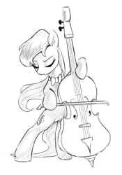 Size: 557x795 | Tagged: safe, artist:luciferamon, derpibooru import, octavia melody, earth pony, pony, cello, lineart, musical instrument, simple background, solo, white background