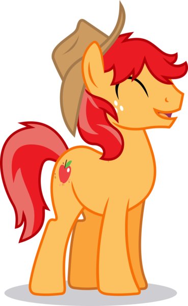 Size: 1000x1627 | Tagged: safe, artist:tacos67, derpibooru import, oc, oc:applesnap, unofficial characters only, earth pony, pony, apple family member, cowboy hat, eyes closed, hat, male, simple background, solo, stallion, stetson, transparent background