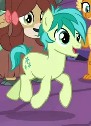 Size: 220x306 | Tagged: safe, derpibooru import, screencap, sandbar, smolder, yona, earth pony, pony, uprooted, cropped, hooves, male, smiling, solo focus, trotting