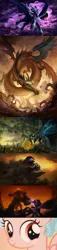 Size: 800x3491 | Tagged: semi-grimdark, artist:assasinmonkey, artist:audrarius, artist:huussii, artist:sandara, artist:ziom05, derpibooru import, edit, cozy glow, discord, king sombra, lord tirek, nightmare moon, queen chrysalis, twilight sparkle, twilight sparkle (alicorn), alicorn, changeling, changeling queen, draconequus, pony, umbrum, marks for effort, school raze, season 8, twilight's kingdom, spoiler:s08, angry, armor, army, awesome, baby, baby alicorn, baby pony, badass, barrier, butt, cliff, cloud, cocoon, collage, colored, crying, crystal, dark, dark magic, detailed, digital painting, eclipse, epic, evil, face of evil, face of mercy, female, fight, filly, flying, foal, force field, freckles, glare, glow, glowing horn, horn, looking at you, low angle, magic, male, mare, messy mane, metal as fuck, monster, moon, one of these things is not like the others, outdoors, perspective, photoshop, plot, raised hoof, realistic, realistic anatomy, rearing, scene interpretation, shadow, size difference, slit eyes, smoke, solar eclipse, solo, sombra eyes, spread wings, stomping, swarm, technical advanced, transformation, twilight vs tirek, underhoof, wall of tags, wallpaper, wings