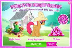 Size: 1031x689 | Tagged: safe, derpibooru import, official, apple cherry, pony, advertisement, costs real money, female, gameloft, gem, mare, sale