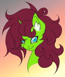 Size: 1024x1208 | Tagged: safe, artist:ravvij, derpibooru import, oc, oc:creeping vines, pony, big hair, big mane, curly mane, cute, female, green, insanity, mane, mare, purple, wild