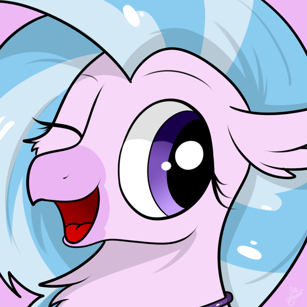 Size: 950x950 | Tagged: safe, artist:llhopell, derpibooru import, silverstream, classical hippogriff, hippogriff, pony, chest fluff, cute, diastreamies, eyes closed, female, smiley face, solo