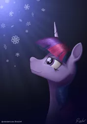 Size: 2480x3508 | Tagged: safe, artist:bcrich40, derpibooru import, twilight sparkle, pony, bust, portrait, snow, snowflake, solo