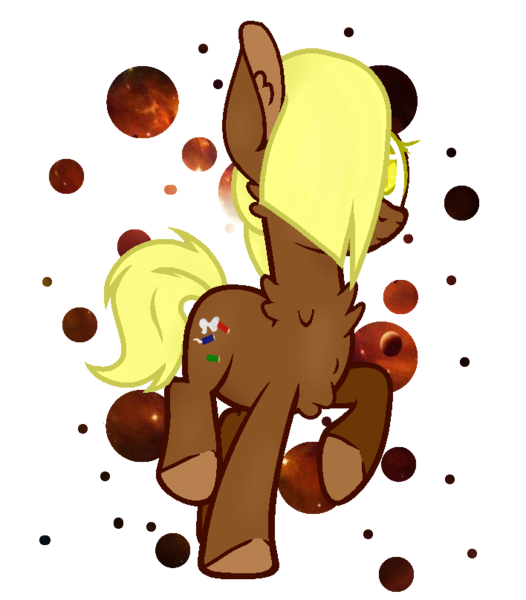 Size: 708x808 | Tagged: safe, artist:yourventilation, derpibooru import, oc, oc:breach round, unofficial characters only, earth pony, pony, chest fluff, ear fluff, female, hair in eyes, legs raised, peeking, simple background, solo, space background, transparent background