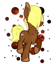 Size: 708x808 | Tagged: safe, artist:yourventilation, derpibooru import, oc, oc:breach round, unofficial characters only, earth pony, pony, chest fluff, ear fluff, female, hair in eyes, legs raised, peeking, simple background, solo, space background, transparent background