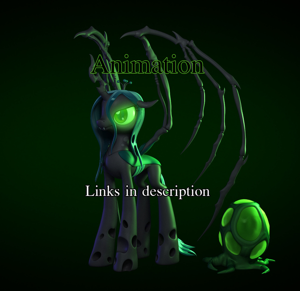 Size: 1115x1080 | Tagged: 3d, 3ds max, after effects, artist:temporal333, changeling, changeling as zerg, changeling egg, changeling queen, crossover, derpibooru import, egg, female, heart of the swarm, link in description, photoshop, queen chrysalis, safe, sarah kerrigan, starcraft, swarm, vray, zerg