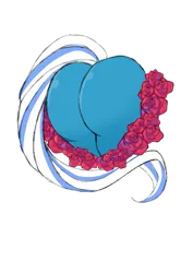 Size: 751x1063 | Tagged: safe, artist:yamikonek0, derpibooru import, oc, oc:fleurbelle, unofficial characters only, alicorn, pony, alicorn oc, bottom, butt, butt only, female, flower, heart butt, horn, long tail, plot, wings