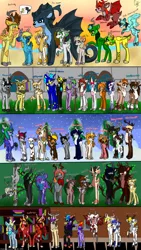 Size: 4333x7700 | Tagged: artist:rimmi1357, braid, deer, deerified, deer pony, derpibooru import, female, flying, looking at each other, male, oc, oc:azzyen, oc:gear, oc:stirren, oc:twotail, oc:windswept skies, oc:woon, original species, peryton, safe