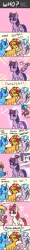 Size: 500x4135 | Tagged: safe, artist:tzc, derpibooru import, derpy hooves, minuette, moondancer, pinkie pie, rainbow dash, rarity, sci-twi, silverstream, spike, sunset shimmer, tree of harmony, twilight sparkle, twilight sparkle (alicorn), alicorn, classical hippogriff, hippogriff, pony, unicorn, age of empires, alicornified, comb, comic, female, glasses, glitter, guessing game, hair dryer, imitation, mare, race swap, recolor, scitwilicorn, smiling, sunglasses, treelight sparkle, wololo