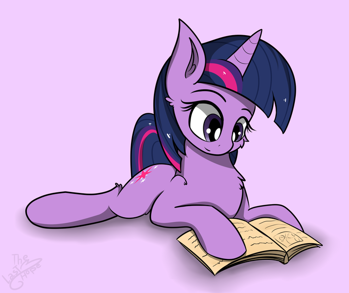 Size: 2500x2100 | Tagged: safe, artist:llhopell, derpibooru import, twilight sparkle, pony, unicorn, book, female, gradient background, mare, prone, reading, solo