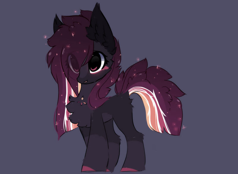Size: 1280x938 | Tagged: safe, artist:little-sketches, derpibooru import, oc, oc:ayaka, ponified, unofficial characters only, earth pony, pony, alternate design, blue background, chest fluff, eye clipping through hair, female, mare, simple background, solo, species swap