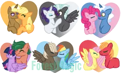 Size: 999x601 | Tagged: safe, artist:princessforestmagic, derpibooru import, applejack, big macintosh, dumbbell, fluttershy, pinkie pie, pokey pierce, rainbow dash, rarity, sci-twi, thunderlane, timber spruce, trenderhoof, twilight sparkle, twilight sparkle (alicorn), alicorn, pony, equestria girls, dumbdash, female, fluttermac, male, mane six, pokeypie, rarilane, shipping, straight, timbertwi, trenderjack