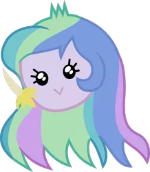 Size: 764x877 | Tagged: safe, artist:anime-equestria, derpibooru import, princess celestia, equestria girls, equestria girls series, game stream, spoiler:eqg series (season 2), :>, banana, bananalestia, cute, cutelestia, emoji, food, head only, principal celestia, simple background, smiling, transparent background, vector