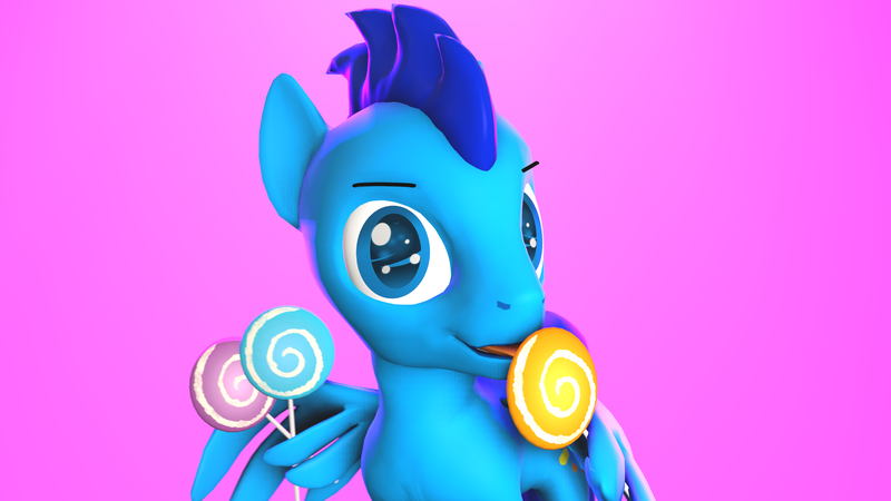 Size: 3840x2160 | Tagged: safe, artist:bluestreambrony, derpibooru import, oc, unofficial characters only, pony, 3d, candy, food, lollipop, solo, source filmmaker