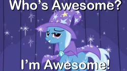 Size: 640x360 | Tagged: artist:mlpmemes-and-mlpthings-123, caption, derpibooru import, image macro, meme, safe, text, trixie, trixie yells at everything