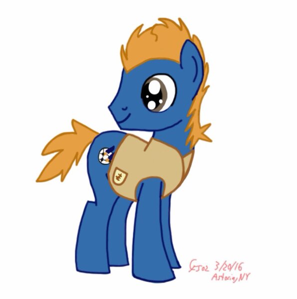 Size: 974x982 | Tagged: safe, artist:cityflyer502, derpibooru import, oc, oc:hoofstorm, earth pony, pony, blue, football, gold, sports, twitterponies