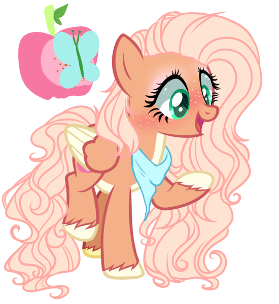 Size: 1650x1800 | Tagged: safe, artist:gihhbloonde, derpibooru import, oc, unofficial characters only, pegasus, pony, bandana, blushing, female, freckles, mare, offspring, open mouth, parent:big macintosh, parent:fluttershy, parents:fluttermac, simple background, solo, transparent background, two toned wings, unshorn fetlocks, wings