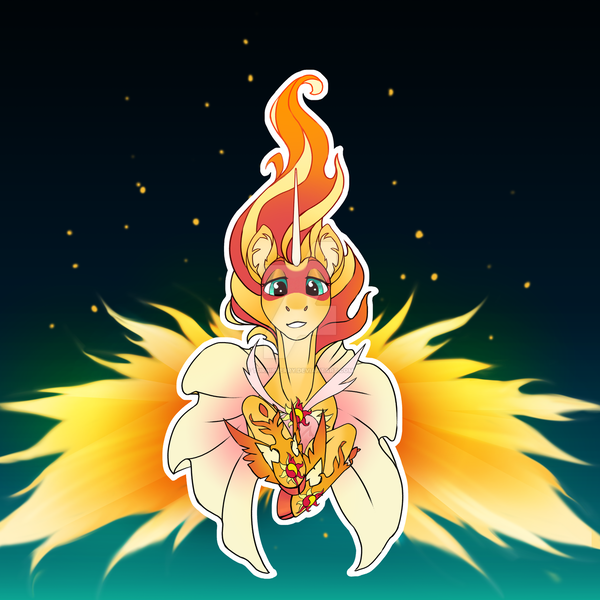 Size: 1280x1280 | Tagged: safe, artist:turnipberry, deleted from derpibooru, derpibooru import, sunset shimmer, ponified, pony, equestria girls, daydream shimmer, ear fluff, equestria girls ponified, fiery shimmer, solo, watermark