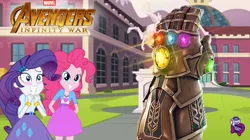 Size: 1194x669 | Tagged: safe, artist:balabinobim, derpibooru import, pinkie pie, rarity, equestria girls, avengers: infinity war, infinity gauntlet, infinity stones, marvel cinematic universe, this will end in death, this will end in disintegration, this will end in tears, this will end in tears and/or death, this will not end well, xk-class end-of-the-world scenario