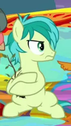 Size: 279x496 | Tagged: safe, derpibooru import, screencap, sandbar, earth pony, pony, uprooted, angry, cropped, cute, hooves, madorable, male, possessive, sandabetes, sapling, solo