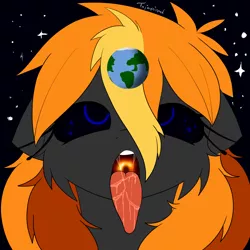 Size: 3000x3000 | Tagged: suggestive, artist:fajnyziomal, derpibooru import, oc, oc:black hole, ponified, black hole pony, pony, ahegao, black hole, cute, imminent vore, messier 87, open mouth, pony bigger than a planet, salivating, solo, tongue out