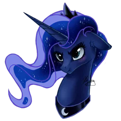 Size: 512x512 | Tagged: safe, artist:hilloty, derpibooru import, princess luna, alicorn, pony, adorable face, angry, blushing, bust, commission, cute, ear fluff, female, floppy ears, lunabetes, madorable, mare, portrait, princess, simple background, solo, sticker, transparent background, tsundere, tsunderuna