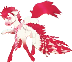 Size: 1636x1413 | Tagged: safe, artist:c0nners, derpibooru import, oc, oc:bloodshot, pegasus, pony, accessories, accessory, allergic, allergies, blurry, blushing, clothes, collar, crying, dripping, feather, floppy ears, gradient markings, hooves, illness, long legs, long tail, male, markings, muzzle, muzzle markings, necktie, nervous, open mouth, pegasus wings, pink, present, raised tail, realistic, realistic anatomy, realistic horse legs, red, red eyes, red hair, red mane, runny nose, sad, shirt collar, sick, simple background, skinny, snot, socks (coat marking), solo, spiky hair, spiky mane, spread wings, stallion, tail, transparent background, trotting, walking, weird, white, wing markings, wings