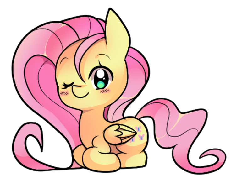 Size: 984x803 | Tagged: safe, artist:pekou, derpibooru import, fluttershy, pegasus, pony, blushing, chibi, cute, female, mare, one eye closed, ponyloaf, prone, shyabetes, simple background, solo, transparent background, wink