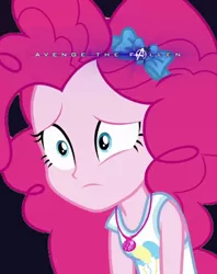 Size: 680x859 | Tagged: safe, derpibooru import, edit, editor:biggernate91, pinkie pie, equestria girls, equestria girls series, avenge the fallen, avengers: endgame, geode of sugar bombs, magical geodes, poster