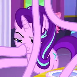 Size: 600x600 | Tagged: safe, derpibooru import, edit, edited screencap, screencap, starlight glimmer, pony, unicorn, no second prances, /mlp/, boop, female, glimmerposting, mare, meme, self-boop, silly, solo, wat