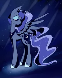 Size: 2000x2500 | Tagged: safe, artist:katyusha, derpibooru import, princess luna, alicorn, pony, dark shading, ethereal mane, female, hoof shoes, mare, starry mane