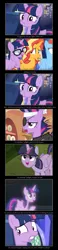 Size: 1073x4654 | Tagged: safe, artist:thejboy88, derpibooru import, edit, edited screencap, screencap, mean twilight sparkle, rainbow dash, sci-twi, sunset shimmer, twilight sparkle, twilight sparkle (alicorn), ponified, alicorn, pony, unicorn, equestria girls, equestria girls series, it's about time, spring breakdown, the mean 6, what lies beneath, spoiler:eqg series (season 2), clone, comic, equestria girls ponified, future twilight, multeity, screencap comic, self ponidox, treelight sparkle, twolight, unicorn sci-twi